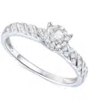 Promised Love Diamond Halo Cluster Ring (1/3 Ct. T.w.) In Sterling Silver In Sterling Silver