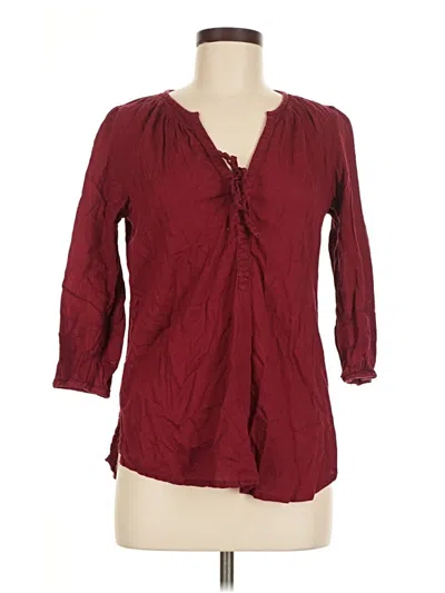Pre-owned Promod 3/4 Sleeve Blouse In Burgundy