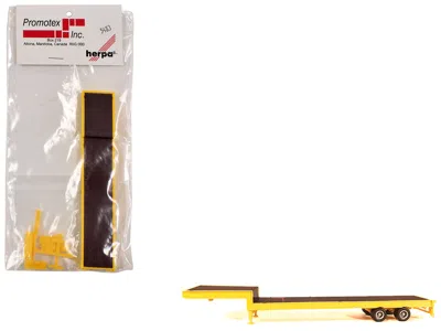 Promotex 2-axle Step Deck Equipment Trailer With Ramps Yellow 1/87 (ho) Plastic Model By  In Multi