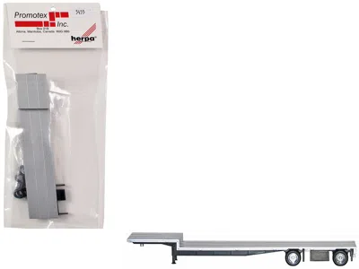 Promotex 48ft Spread-axle Drop Deck Trailer With Chrome Wheels And Silver Top 1/87 (ho) Plastic Model By Prom In Gray