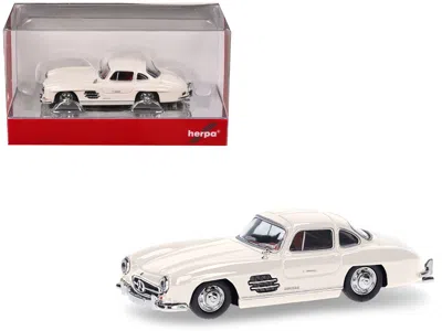 Promotex Mercedes-benz 300 Sl Gullwing White With Red Interior 1/87 (ho) Plastic Model Car By