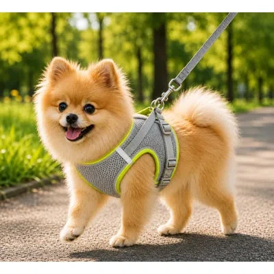 Promounts 4-pack Xs Dog Harness & Leash Set For Small Dogs & Puppies, Reflective Breathable Mesh Vest, Assorte In Black;orange;red;gray