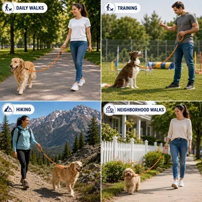 Promounts 5-pack Braided Rope Dog Leash Set, 6-foot Heavy-duty Reflective Walking Leashes With Comfortable Loo In Blue;orange;red;gray