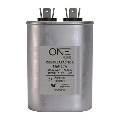 Promounts One Power 10-mfd, 370v Or 440v Single Run A/c Capacitor 10 Uf Cbb65b Air Conditioner Capacitors For  In Silver