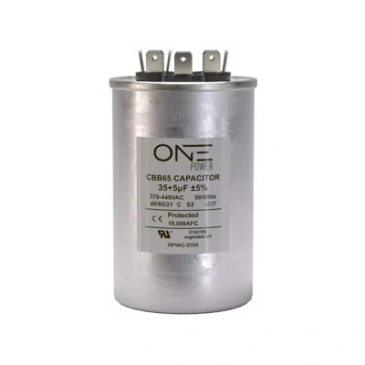 Promounts One Power 35/5-mfd, 370v Or 440v Dual Run A/c Capacitor 35+5 Uf Cbb65b Air Conditioner Capacitors Fo In Silver