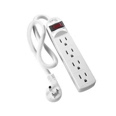 Promounts One Products 4 Outlet Power Strip With 2 Foot Extension Cord In White