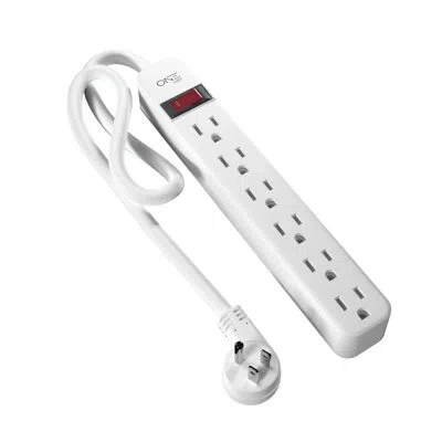 Promounts One Products 6 Outlet Power Strip With 2 Foot Extension Cord In White