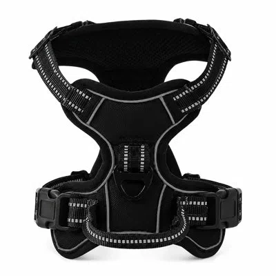Promounts Reflective No Pull Dog Harness With Front & Back Leash Clips, Adjustable Breathable Mesh Pet Vest |  In Black