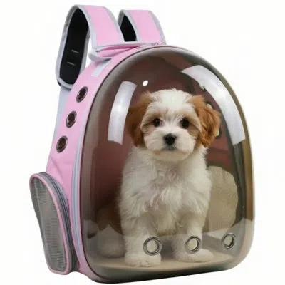 Promounts Transparent Space Capsule Pet Carrier Backpack For Cats & Small Dogs – Breathable Travel Carrier Wit In Pink