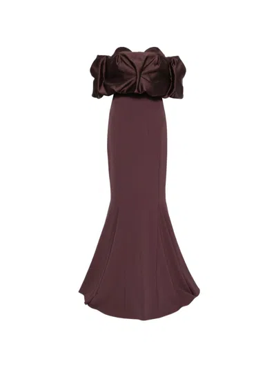Pronovias Abito Lungo Bordeaux Scuro Con Spalle Scoperte  In Burgundy