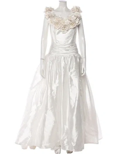 Pre-owned Pronovias Asymmetrical Long Dress In White