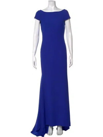 Pre-owned Pronovias Bateau Neckline Long Dress In Blue