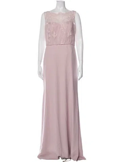 Pre-owned Pronovias Bateau Neckline Long Dress In Pink