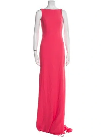 Pre-owned Pronovias Bateau Neckline Long Dress In Pink