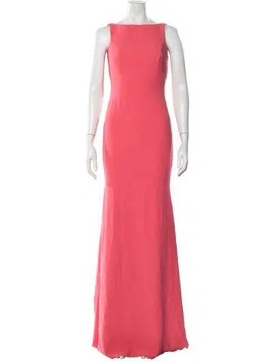 Pre-owned Pronovias Bateau Neckline Long Dress In Pink