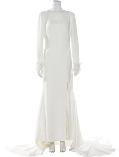 Pre-owned Pronovias Bateau Neckline Long Dress In White