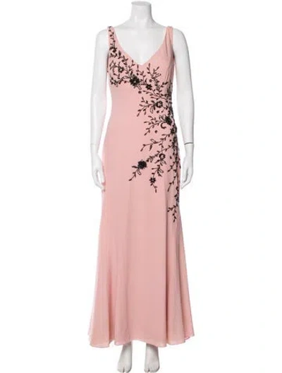 Pre-owned Pronovias Floral Print Long Dress In Pink