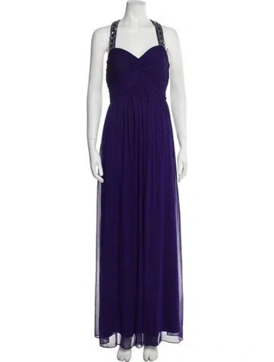 Pre-owned Pronovias Halterneck Long Dress In Purple