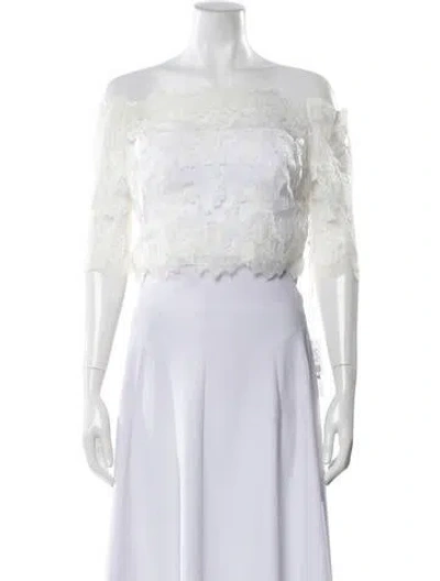 Pre-owned Pronovias Lace Lace Pattern Bolero W/ Tags In White