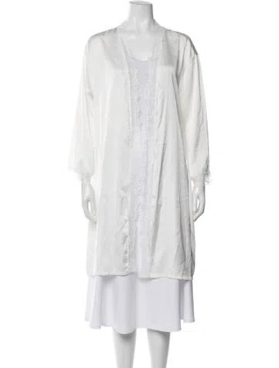 Pre-owned Pronovias Lace Pattern Lace Trim Embellishment Robe In White