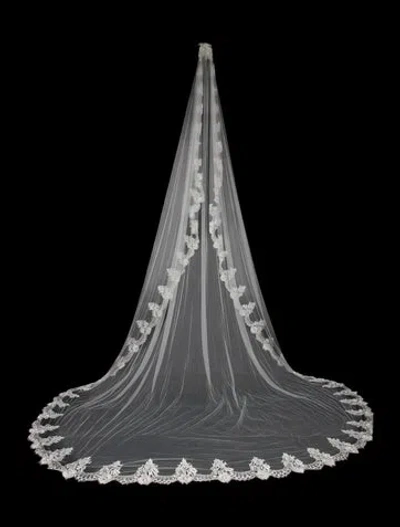 Pre-owned Pronovias Lelet Ny Lace Veil In Neutral