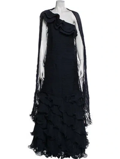 Pre-owned Pronovias One-shoulder Long Dress In Blue