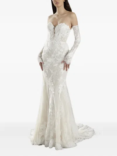 Pronovias Party Edit Hart Floral-embellished Maxi Bridal Dress In White