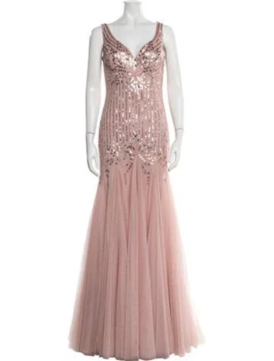 Pre-owned Pronovias Patterned Long Dress In Pink