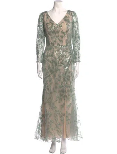 Pre-owned Pronovias Printed Long Dress In Green