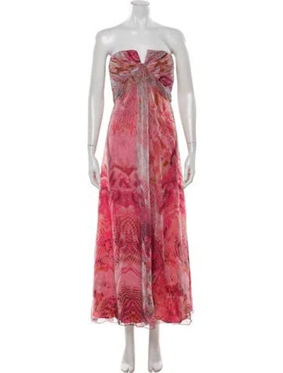 Pre-owned Pronovias Printed Long Dress In Pink