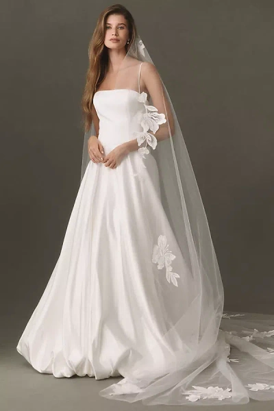Pronovias Romantic Floral Cathedral Veil In White