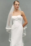 Pronovias Sandey Satin Trim Chapel Veil With Blusher In White
