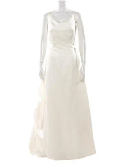 Pre-owned Pronovias Scoop Neck Long Dress In Neutrals