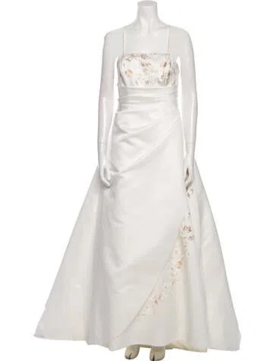 Pre-owned Pronovias Square Neckline Long Dress In Neutral