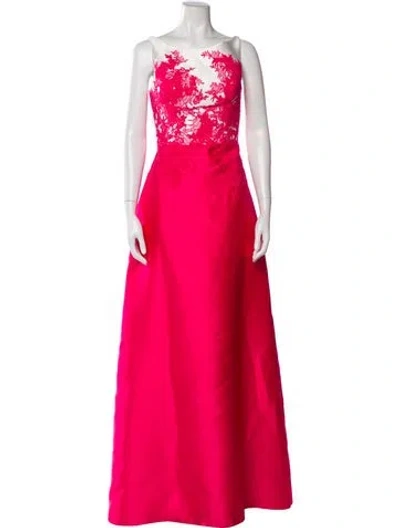 Pre-owned Pronovias Square Neckline Long Dress In Pink