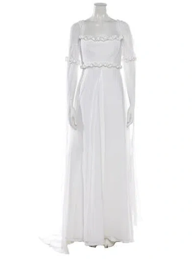 Pre-owned Pronovias Square Neckline Long Dress In White