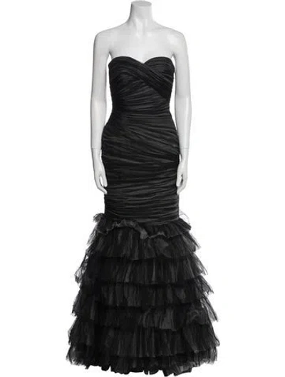 Pre-owned Pronovias Strapless Long Dress In Black