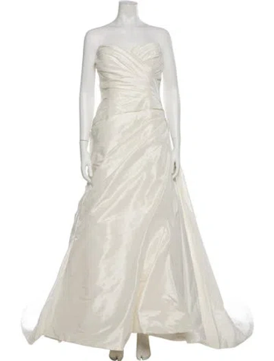Pre-owned Pronovias Strapless Long Dress In Neutral
