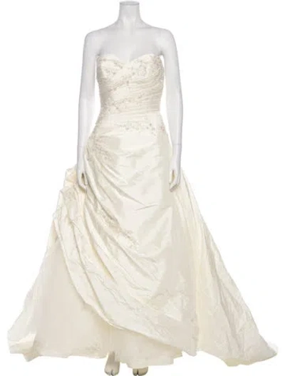 Pre-owned Pronovias Strapless Long Dress In Neutral