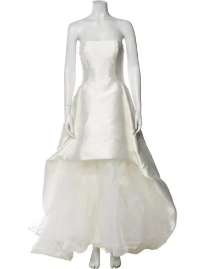 Pre-owned Pronovias Strapless Long Dress In Neutral