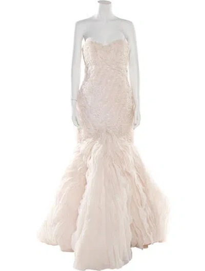 Pre-owned Pronovias Strapless Long Dress In Pink