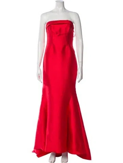 Pre-owned Pronovias Strapless Long Dress In Red