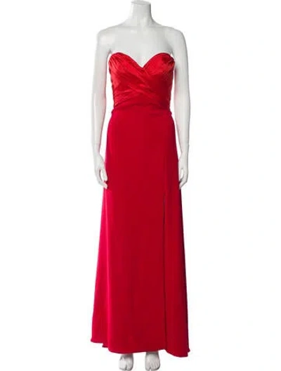Pre-owned Pronovias Strapless Long Dress In Red