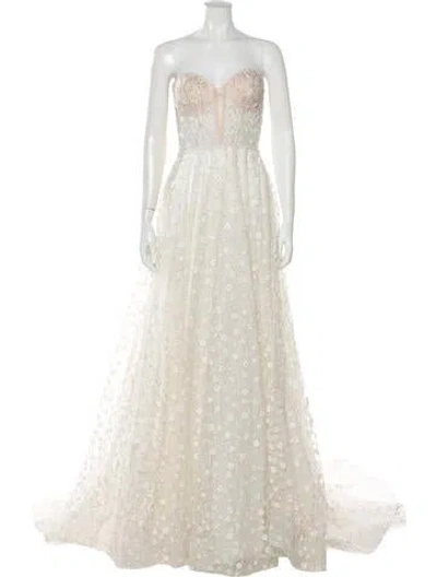 Pre-owned Pronovias Strapless Long Dress W/ Tags In Neutral