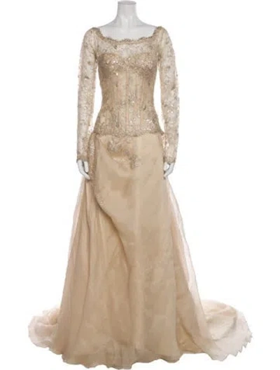 Pre-owned Pronovias Vintage Long Dress In Neutral