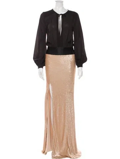 Pre-owned Pronovias V-neck Long Dress In Neutral