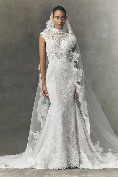 Pronovias X Anthropologie Weddings Eika Lace Cathedral Veil In White