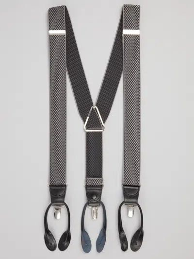 Pronto Uomo 35mm Geometric Convertible Suspenders In Gray