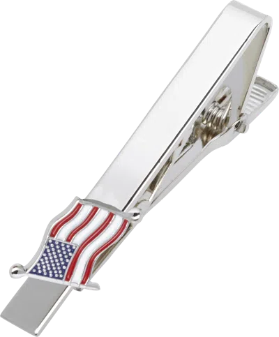 Pronto Uomo American Flag Silver Tie Bar