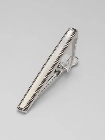 Pronto Uomo Antique Border Mother-of-pearl Tie Bar In Black